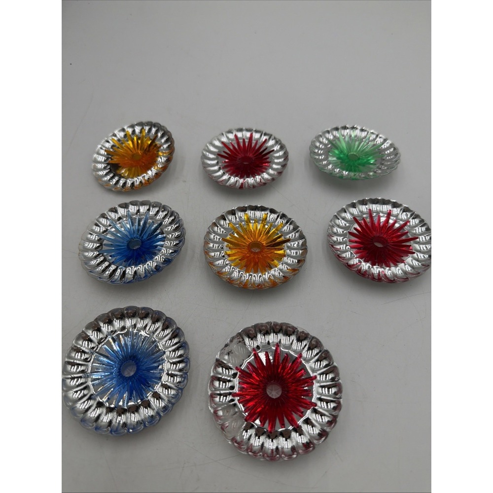 Vintage MCM Double Glo Reflectors Set of 8 Foil Christmas Tree Light Reflectors